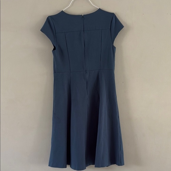 Ann Taylor Blue Ponte Flare Midi Dress - Picture 3 of 10